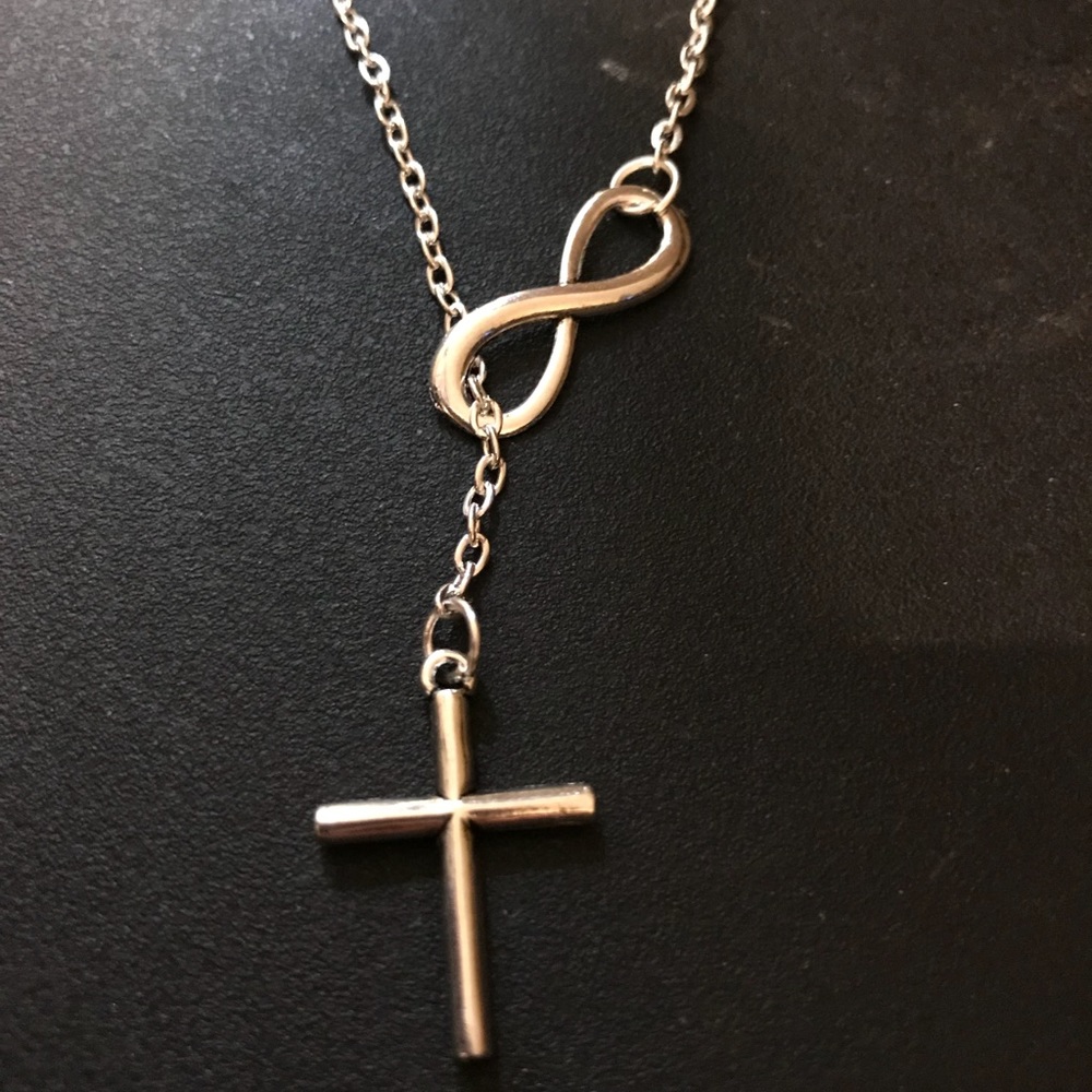 Silver Plated Infinity Cross Necklace - Picture 3 of 4